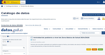 Búsqueda en el catálogo de datos.gob.es por la categoría Cultura y Ocio