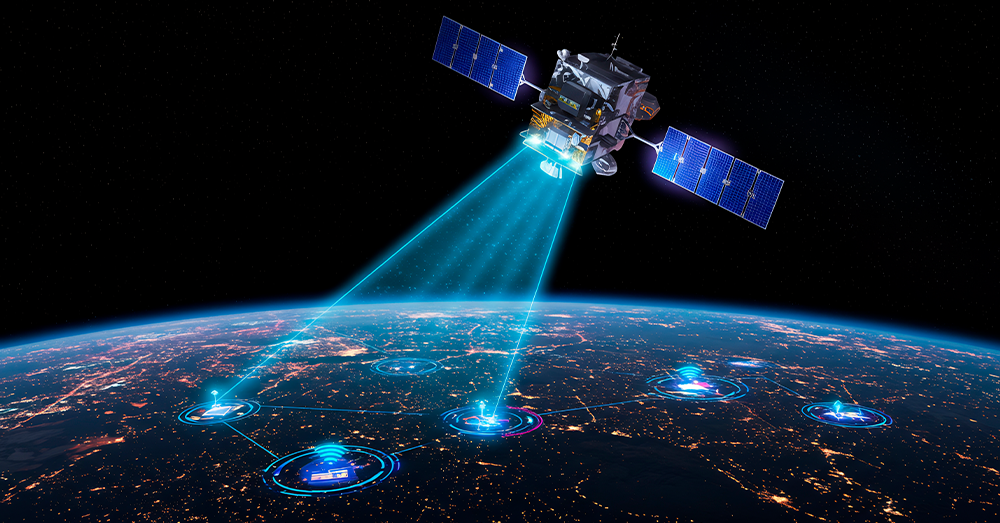 Satélite sobre la tierra captando datos 