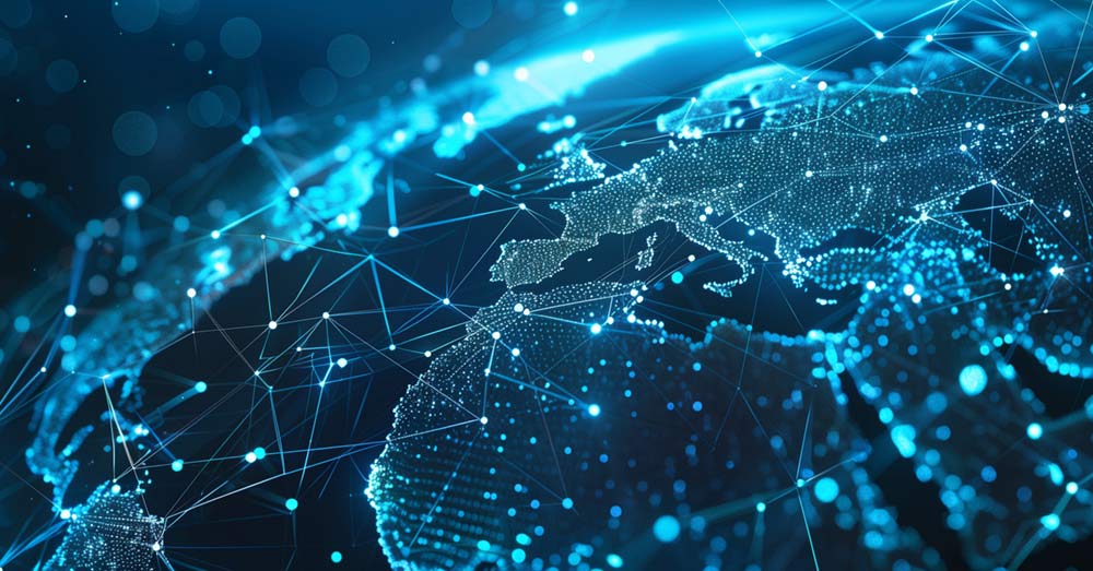 Mapa digital abstracto del mundo