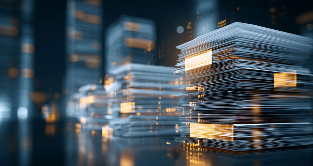 Foto de unos papeles apilados