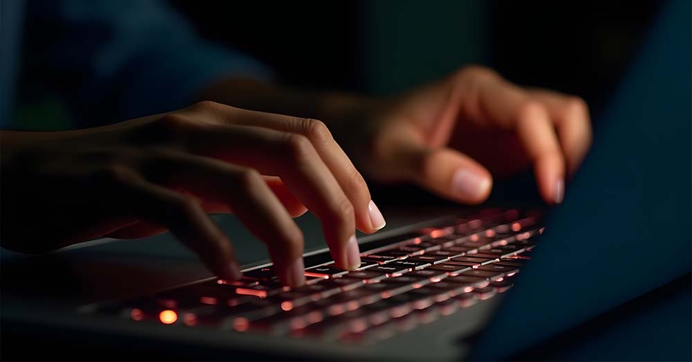Manos tecleando un teclado de un ordenador 