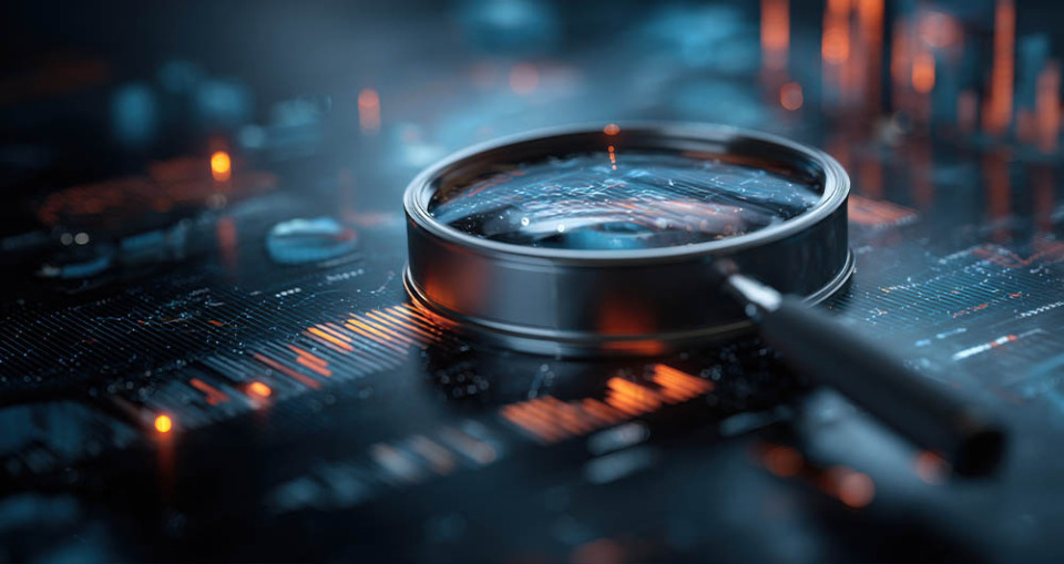 Una lupa sobre un documento