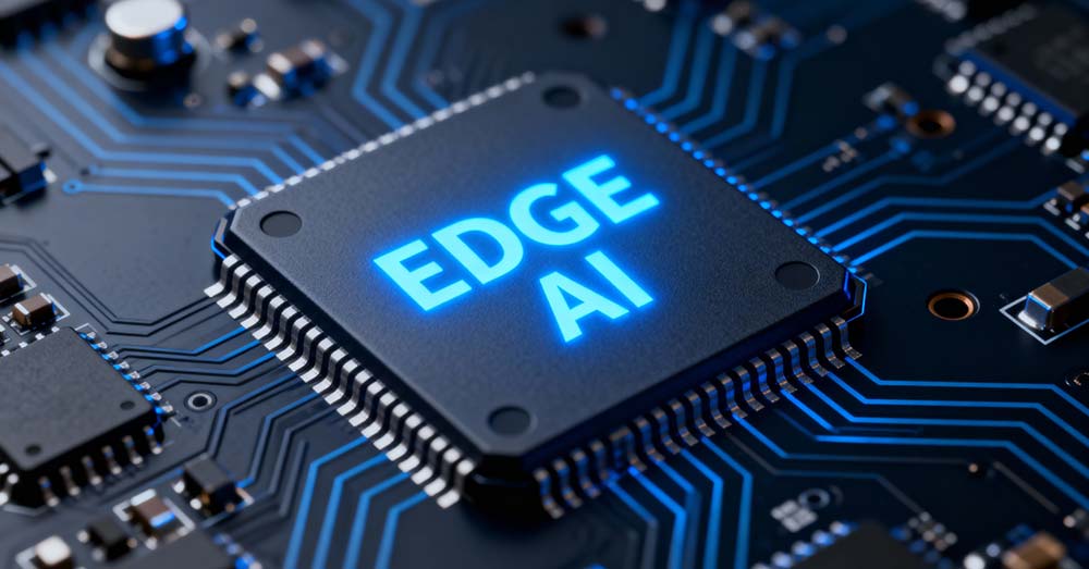 Microchip con la inscripción EDGE AI