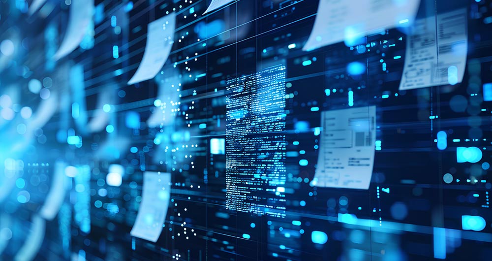 sucesión de hojas con motivos digitales que representan diversos casos de uso en materia de datos abiertos