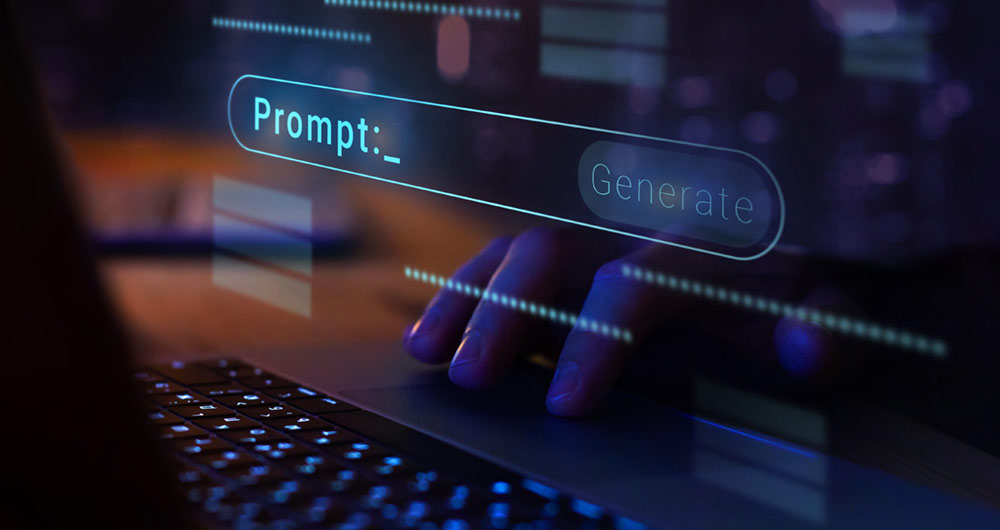 Interfaz futurista de generación de indicaciones basada en IA