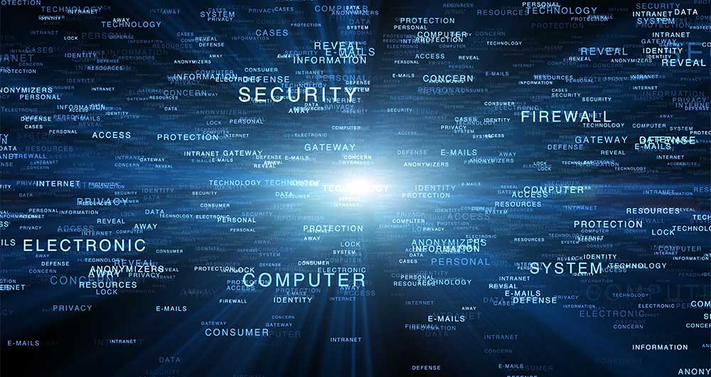 Nube de palabras en la que se destacan algunos términos como security, computer o electronic.