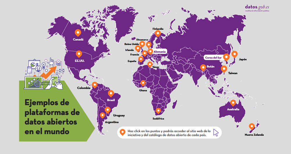 interactive map with examples of open data platforms around the world
