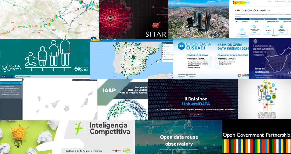 Collage with snapshots of some of the novelties of the open data ecosystem in Spain in the second half of 2024.