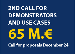 •	2nd Call for Demonstrators and Use Cases. 65 M.€. Call for proposals December 24.