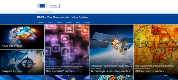 Captura de RMIS (Raw Material Information System), base de conocimiento de referencia en torno a materias primas de la Comisión Europea