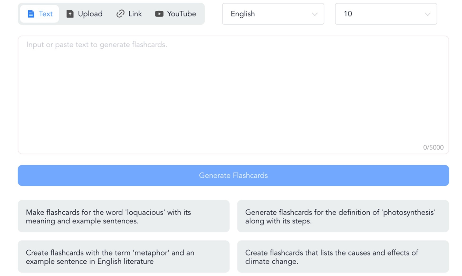 Figure 14. Creation of flashcards in NoteGPT.