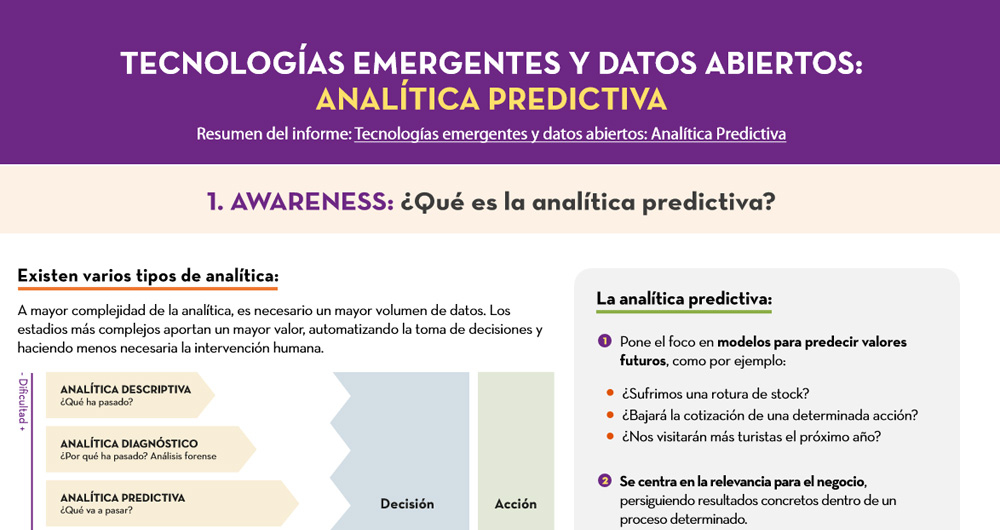 Captura infografía "Tecnologías emergentes y datos abiertos: Analítica Predictiva"