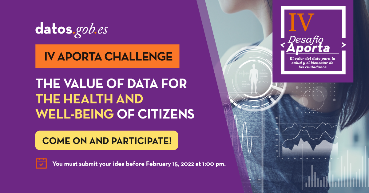 Banner IV Aporta Challenge: The Value of Data for the health and well-being of citizens. Join us and participate!