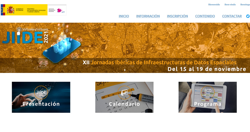 Captura web XII Jornadas Ibéricas de Infraestructuras de Datos Espaciales