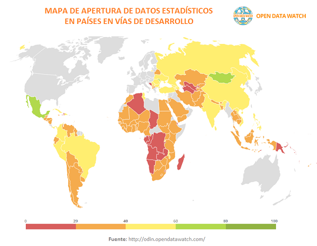 Mapa de la apertura de datos estadísticos en países en vías de desarrollo
