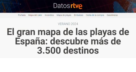 captura de la web de RTVE: Gran Mapa de las Playas de España 