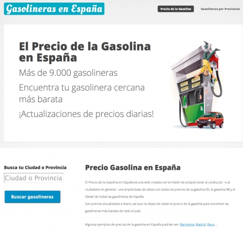 Captura de la web "Precio de la Gasolina"