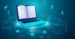 image of a computer with a book superimposed on it to represent digital educational resources