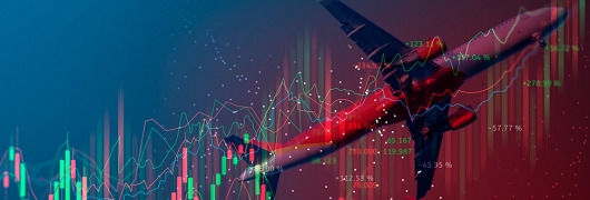 Image of an aircraft with a graph and data superimposed on it