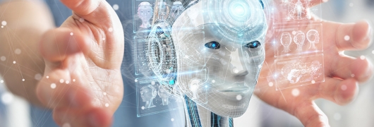 Robot humanoide que representa una inteligencia artificial
