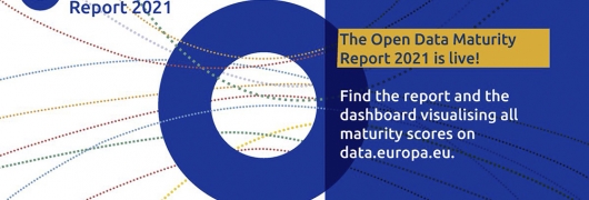 Banner el open data Maturity Report 2021, donde se indica que ya está publicado. Se pueden conocer las puntuaciones a través del informe y los cuadros interactivos.