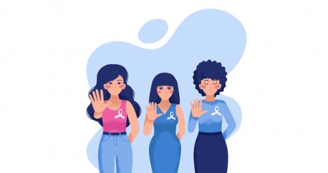 3 mujeres que hacen un gesto de stop en referencia a la violencia de género