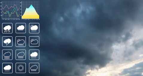 Un cielo con iconos de datos meteorológicos