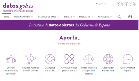 Imagen de la web "datos.gob.es" Imagen de la web "datos.gob.es"