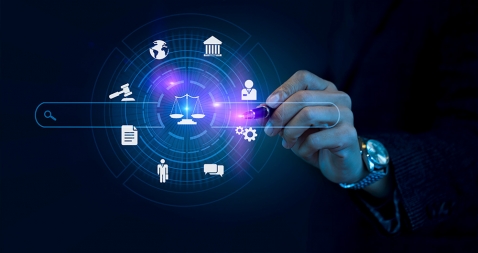 icons in front of a search engine representing justice and society datasets