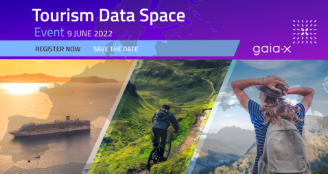 Banner del evento torurism Data Space, celebrado el 9 de junio de 2022 y organizado por Gaia-X.