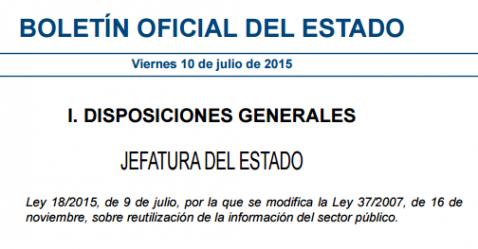 Imagen del Boletín Oficial del Estado sobre la Ley 18/2015, de 9 de julio Imagen del Boletín Oficial del Estado sobre la Ley 18/2015, de 9 de julio