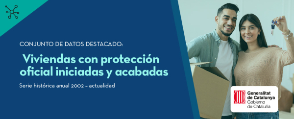 Conjunto de datos destacado: Viviendas con protección oficial iniciadas y acabadas. Serie histórica anual 2002 – actualidad. Serie histórica anual 2002-actualidad. Generalitat de Catalunya.