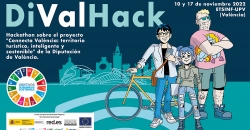 Banner DiValHack: Hackathon sobre el proyecto “Connecta Valencia: Territorio Turístico Inteligente y Sostenible” de la Diputación de Valencia, 10 y 17 de noviembre de 2022, ETSINF-UPV (Valencia).