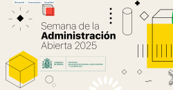 Cartel de la Semana de la Administración abierta 2025. Gobierno de España. Ministerio de Asuntos Exteriores, Unión Europea y cooperación.