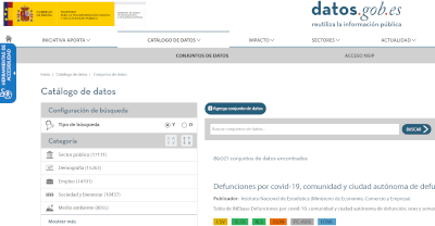 Búsqueda en el catálogo de datos.gob.es por categoría Salud y bienestar