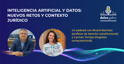 INTELIGENCIA ARTIFICIAL Y DATOS: NUEVOS RETOS Y CONTEXTO JURÍDICO. Un pódcast con Ricard Martínez (profesor de derecho constitucional) y Carmen Torrijos (lingüista computacional).