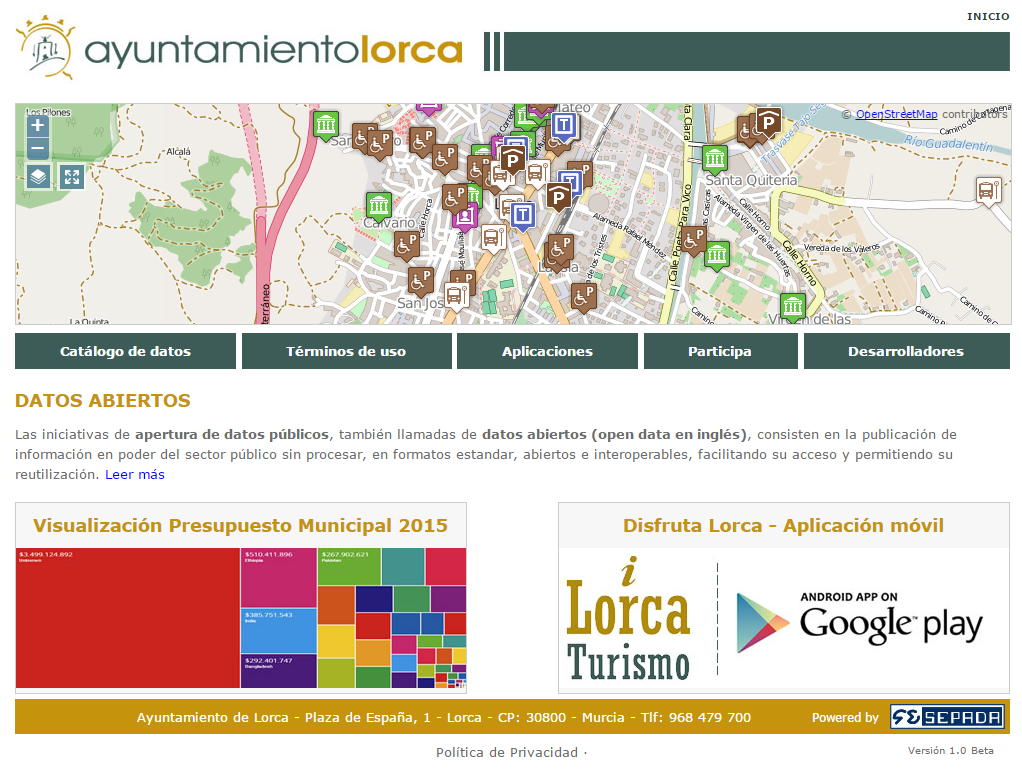 Web de datos abiertos del Ayuntamiento de Lorca Web de datos abiertos del Ayuntamiento de Lorca