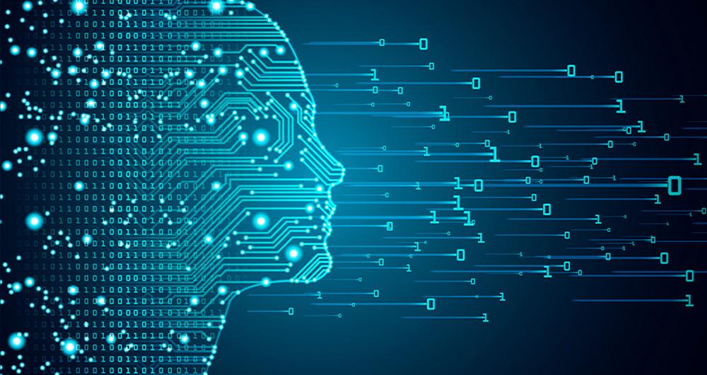 Rostro digital formado por dígitos