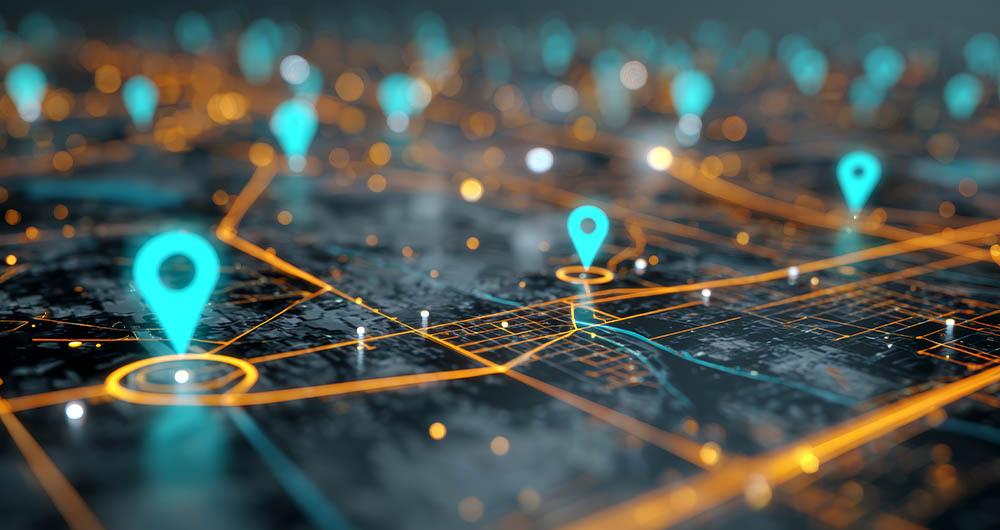 Mapa con puntos marcados