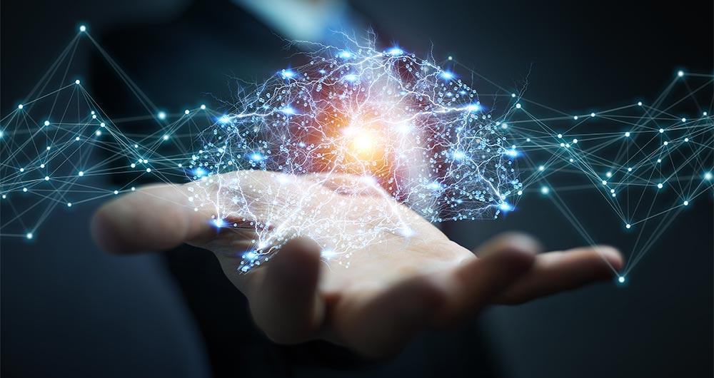 Mano con imagen holográfica Mano con imagen holografica
