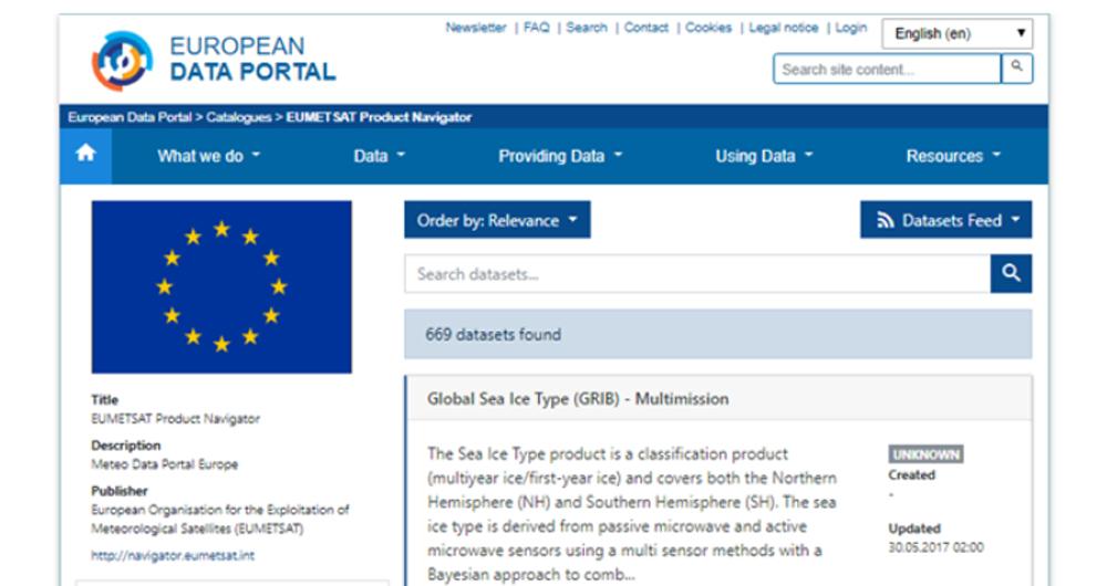 Copernicus in the European Data Portal Copernicus data in the European Data Portal