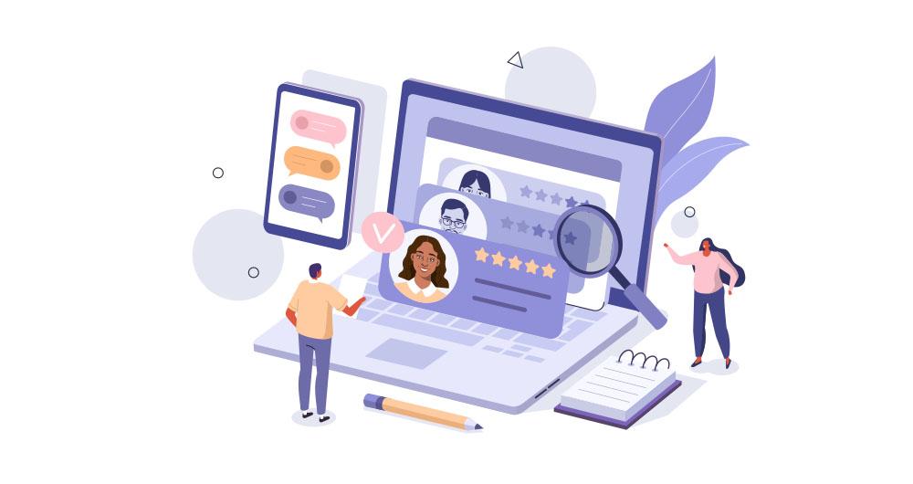 Illustration depicting an online selection process.