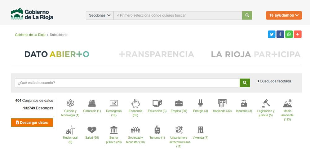 Capture of the Dato Abiertos portal of La Rioja