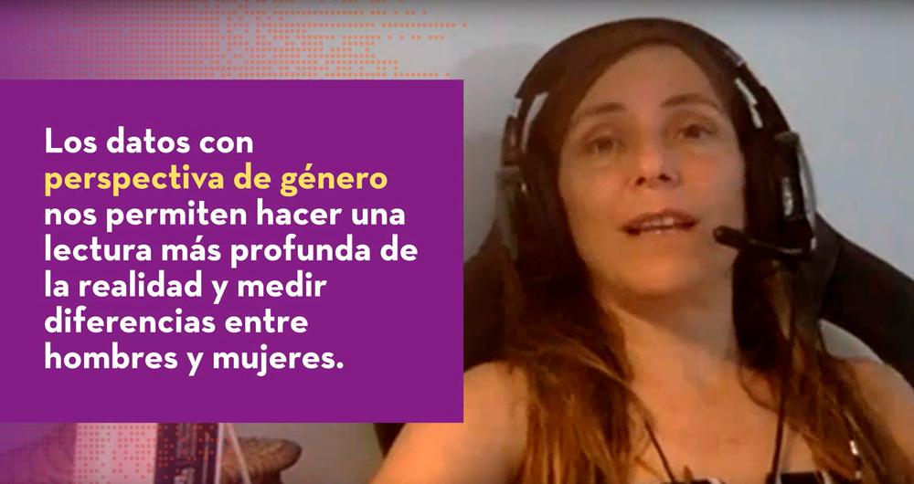 Image by Thais Ruiz de alda with the text: "data with a gender perspective allow us to make a deeper reading of reality and measure differences between men and women".